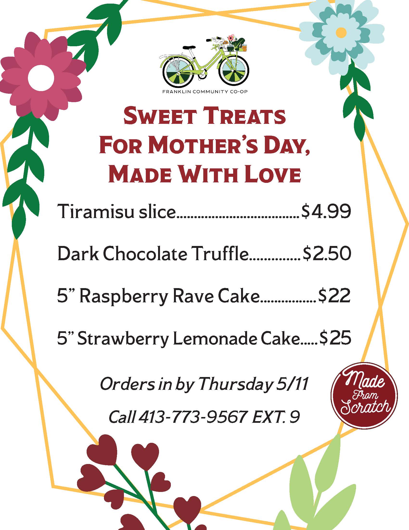 Mother’s Day Bakery Menu